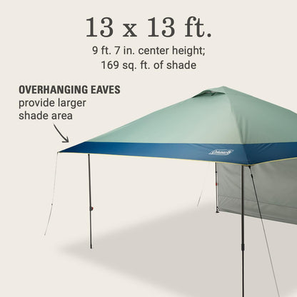 Coleman Oasis Instant Pop-Up Canopy Tent with Side Wall Attachment, Portable Shelter with Easy Setup & Takedown, Wheeled Carry Bag Included, 10x10/13x13ft Sizes