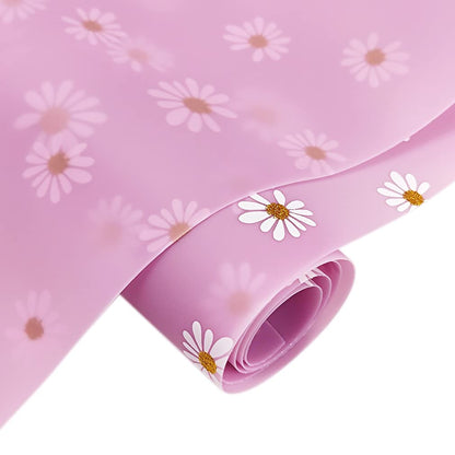 XHT 8 Pcs Daisy Jelly Vinyl, 21cmx30cm Waterproof Transluscent Glitter Flower Printed TPU Film for Pouches Keychains Jewelry Making
