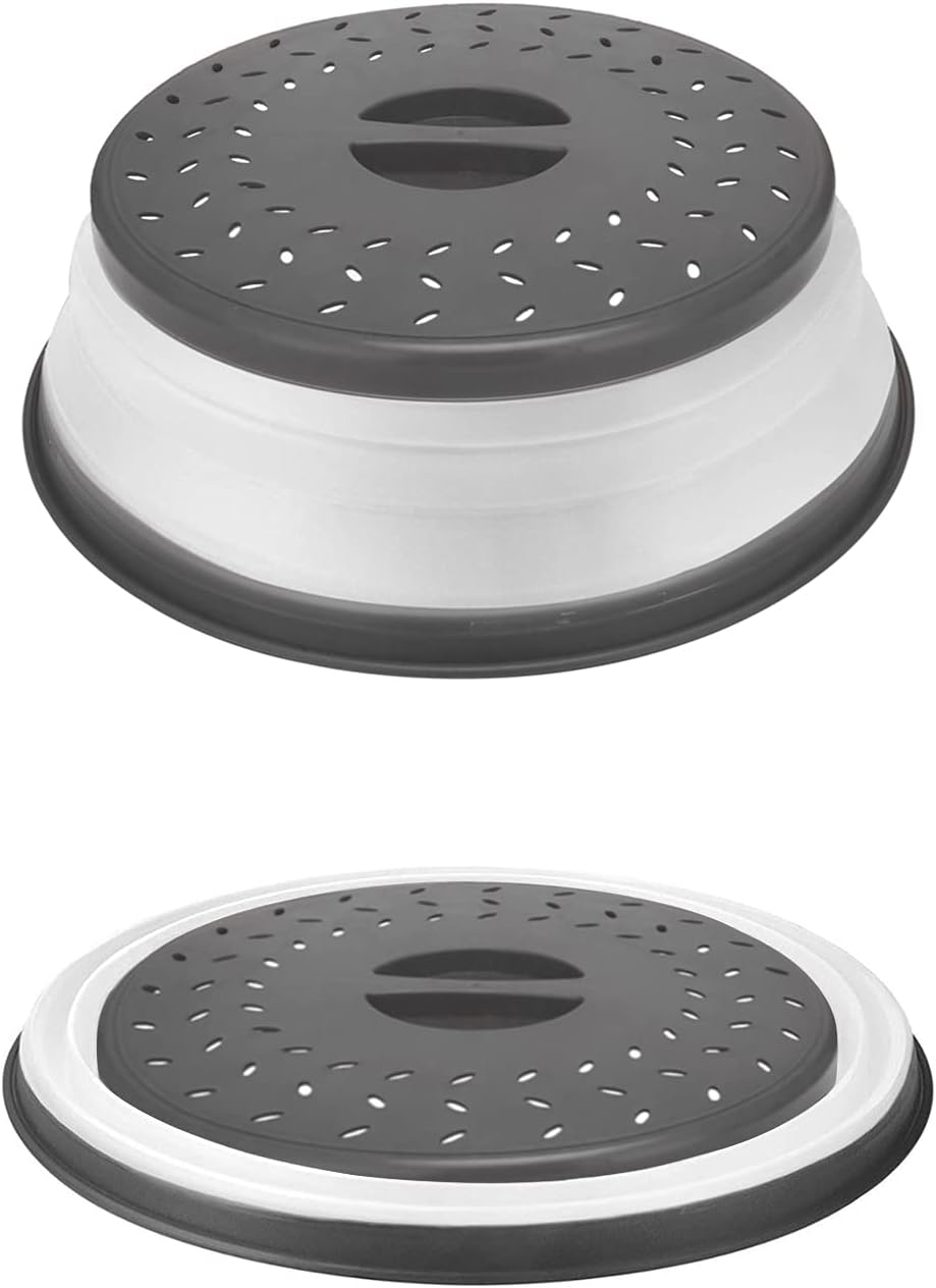 Collapsible Microwave Cover for Food, 10.5 Inch Gray Microwave Splatter Cover, Dishwasher Safe, BPA Free