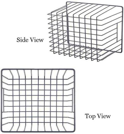 Slideep Wire Metal Basket Bin Storage Baskets for Kitchen Pantry Bathroom, Black 3 Packs