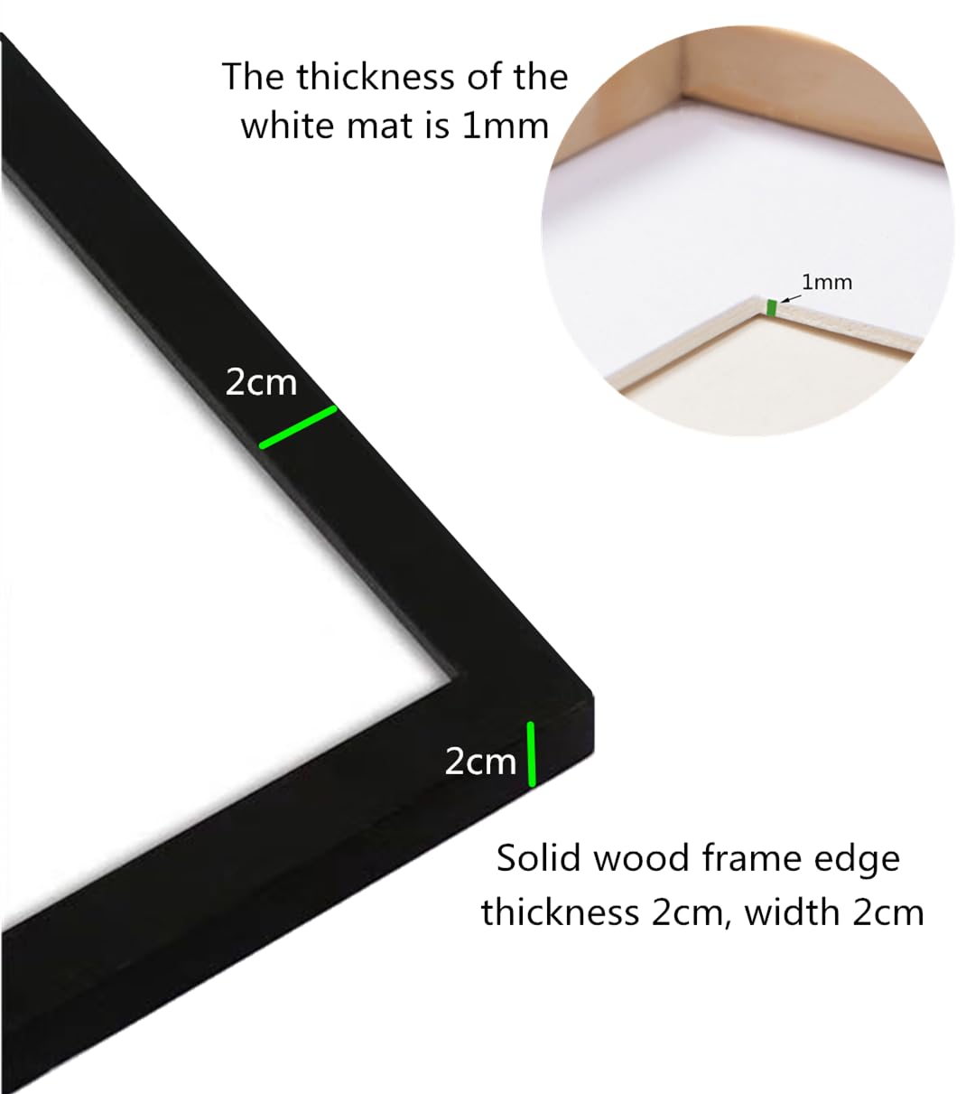 NIHO-JIUMA Wood Photo Frame, Suitable for 16 X 16 in / 40 X 40 cm Diamond art or Oil Paintings Photos, Pine Wood Picture Frames & Plexiglass (2-piece set, Black)
