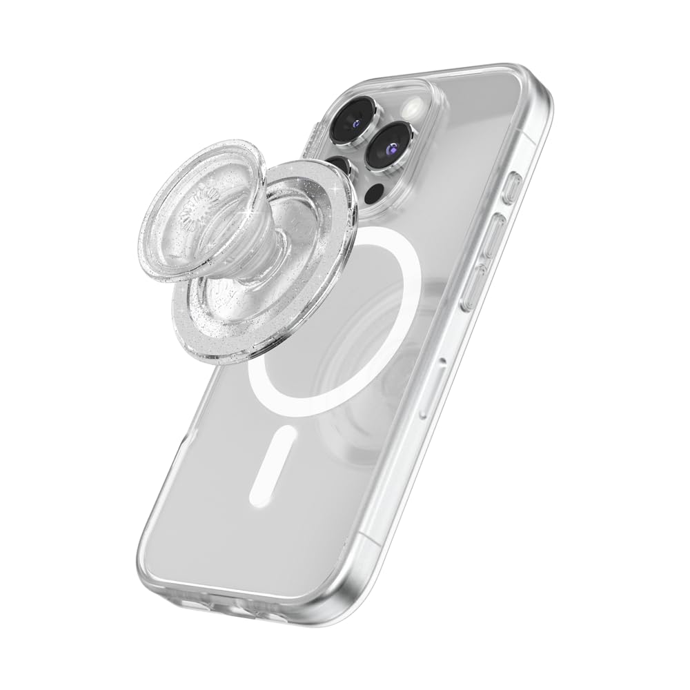 PopSockets Phone Grip for MagSafe with Kickstand, Magnetic Stand, Swappable Top, Secure Hold for iPhone MagSafe Cases, Phone & Tablet Grip - Clear