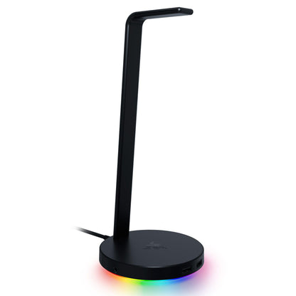 Razer Base Station V2 Chroma Headphone Headset Stand Holder: Chroma RGB Lighting - Taller Stand & Anti-Slip Ledge - USB Charging Ports - Anti-Slip Rubber Base - 3.5mm Port + Built-in DAC - Black