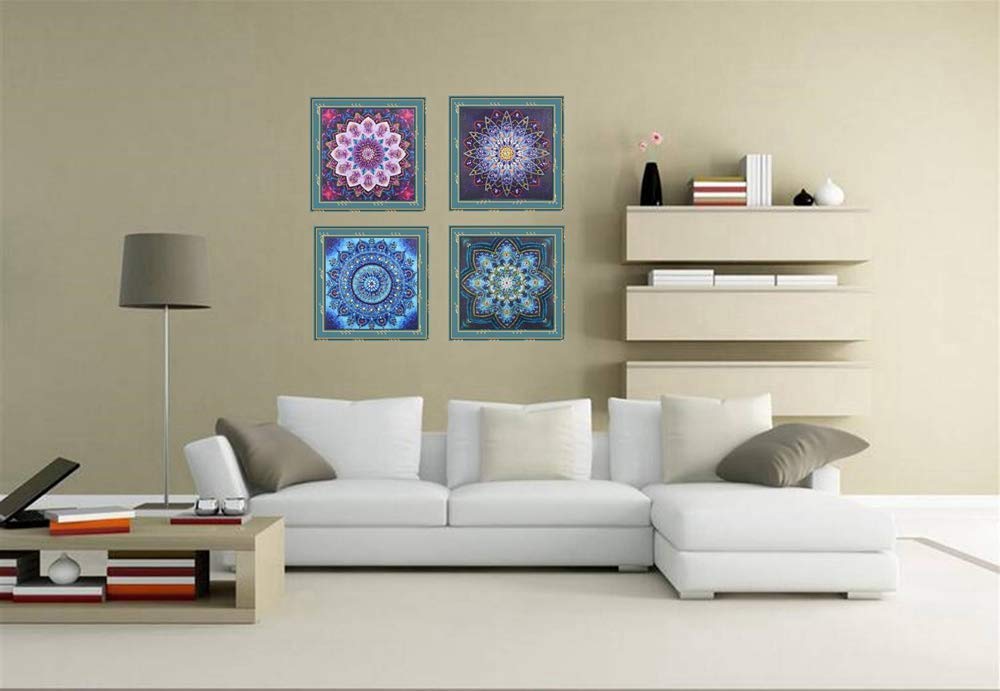 VVBAOZI 4 Packs Small Diamond Art Kit for Adults, DIY Mandala Diamond Painting Kits with Tools, Partial Drill Gem Art by Numbers for Home Wall Decor(Canvas Size: 9.84"x9.84")