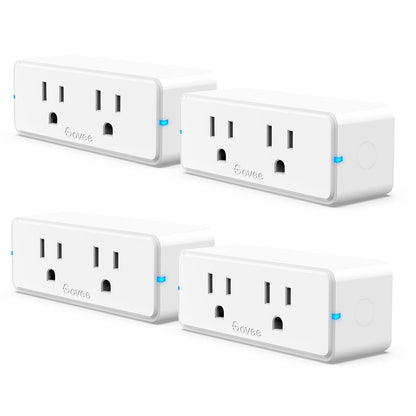 Govee Dual Smart Plug 2 Pack, 15A WiFi Bluetooth Outlet, Work with Alexa and Google Assistant, 2-in-1 Compact Design, Govee Home App Control Remotely with No Hub Required, Timer, FCC and ETL Certified
