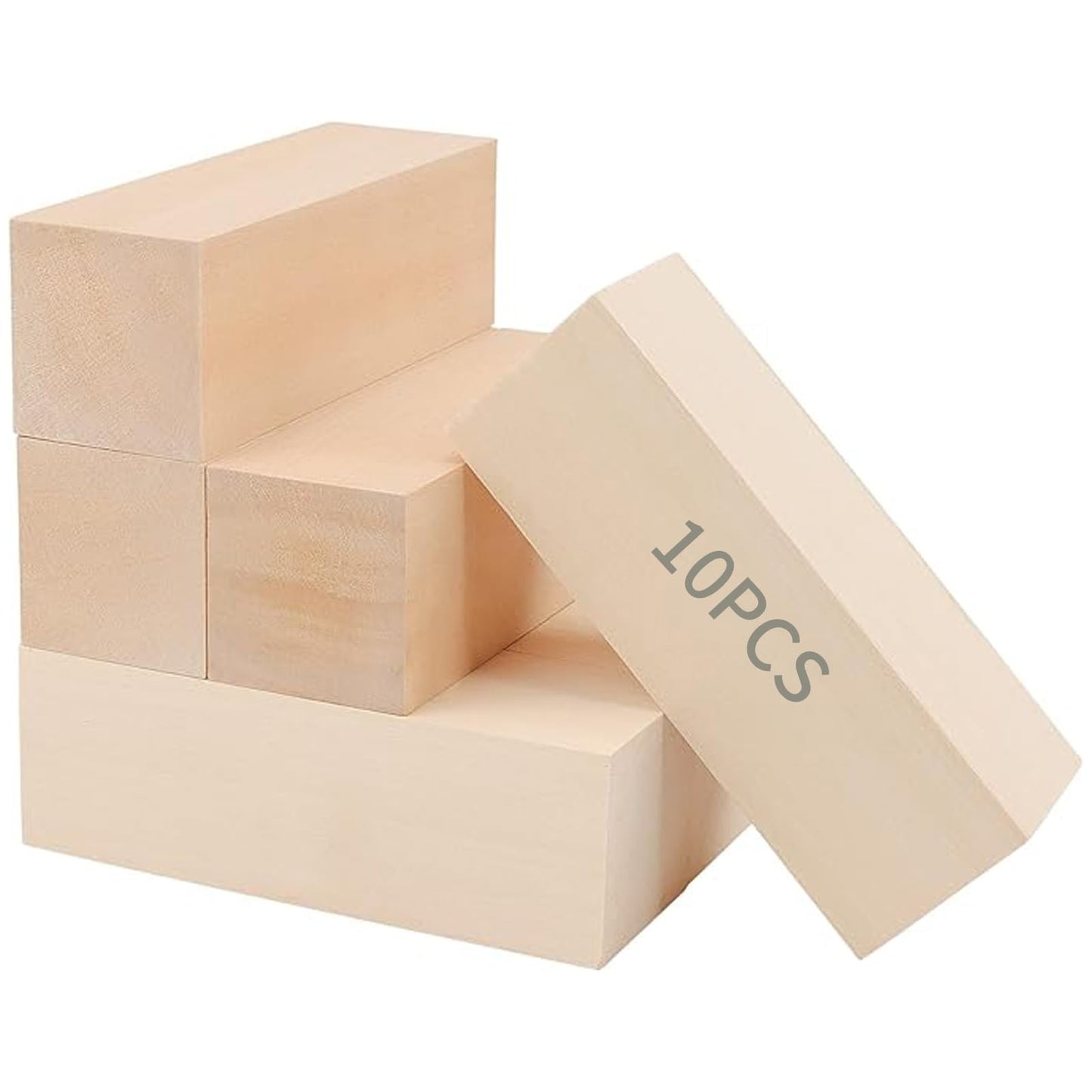 ZOENHOU 10 PCS Basswood Carving Blocks, 6" x 2" x 2" Premium Unfinished Carving Wood Whittling Blocks, Wood Blocks for Crafting Whittling Carving Hobby Block