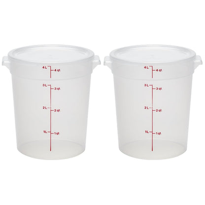 Cambro Food Storage Containers with Lids (BPA-Free) - 4 Quart - Food Grade Buckets with Lids (2 Pack) - For Dough Proofing and Brining (Translucent)