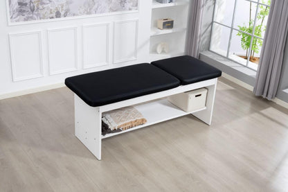 Carenovo Oak Wooden Medical Examination Table Non-Folding Professional Treatment Couch for Physiotherapy, Chiropractic & Clinic Use (Black, White)
