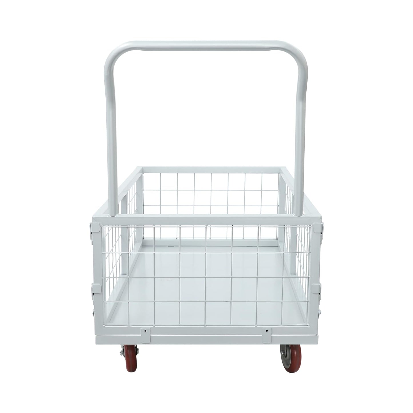 2200lbs Heavy Duty Platform Truck Cart, Steel Panel Truck, 4-in-1 Convertible, 38x23in Cage, Multi-Purpose Push Cart with Swivel & Brake Casters, for Groceries Garage Warehouse