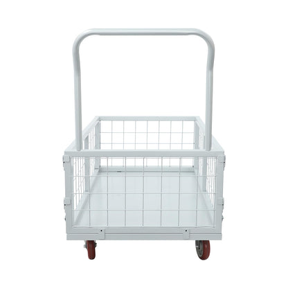 2200lbs Heavy Duty Platform Truck Cart, Steel Panel Truck, 4-in-1 Convertible, 38x23in Cage, Multi-Purpose Push Cart with Swivel & Brake Casters, for Groceries Garage Warehouse