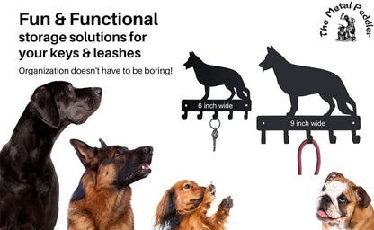 Basset Hound Key Holder & Leash Hanger, Large 9 inch Wide with 5 Hooks, Made in USA