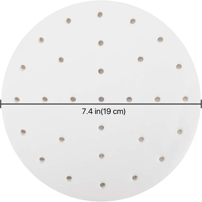 Flexzion 7.5 Inch Perforated Parchment Paper for Air Fryer Liners, 200 Sheets, Non-Stick Cooking