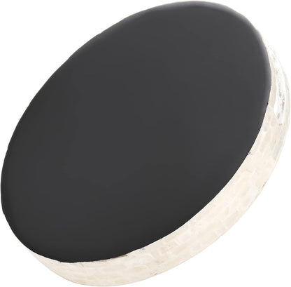 12 Inch Mother of Pearl Decorative Serving Tray, Round Decorative Table Tray, Wood Coffee Table Ottoman Tray