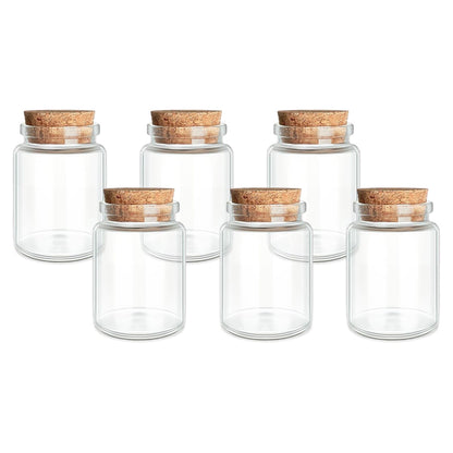 6-Pack 2.71 oz (80 ml) Glass Bottles with Cork Stoppers – for Spell Bottles, Spice Jars, DIY Party Favors, Travel Memories & Plant Propagation – Empty Recyclable Containers for Crafts, Kitchen,Décor