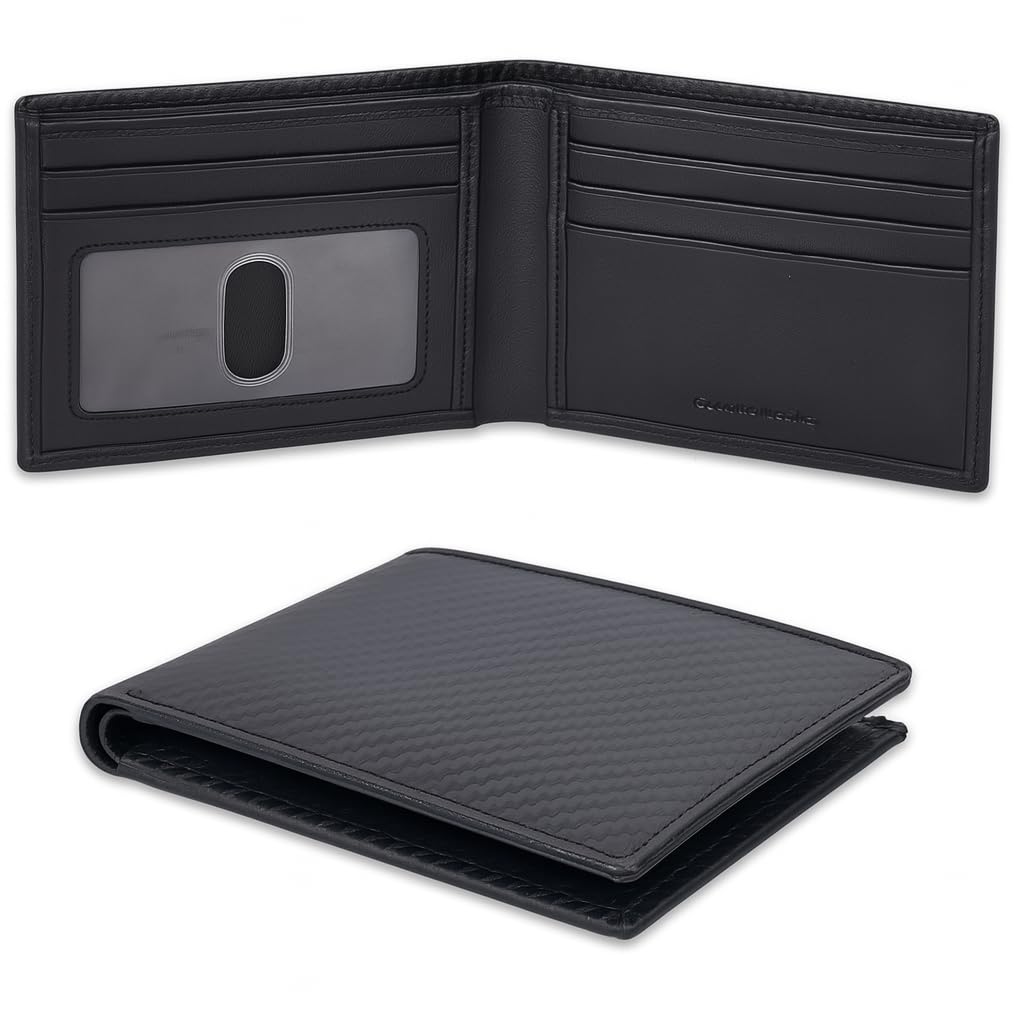 RFID Blocking Bifold Wallet | Genuine Leather | 1 ID | Multiple Credit Cards Slot | Minimalist Black Wallet For Men