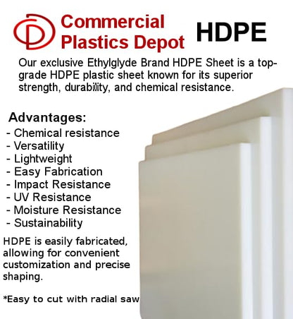 Natural HDPE Sheet. Starboard Texture, Marine Board, Cutting Board, High Density Polyethylene Plastic Sheet, DIY Project Material. Nominal Cut +(-) 1/8". Fabricated in USA. 24" x 48" (3/4" Thick)