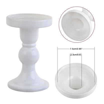 BTGLLAS 3-Piece Set of White Glass Candlestick, Crystal Candlestick Holder Holder and Conical Candle, Christmas Candle Holder Decoration, Family Living Room Wedding Candle Holder (white1set)