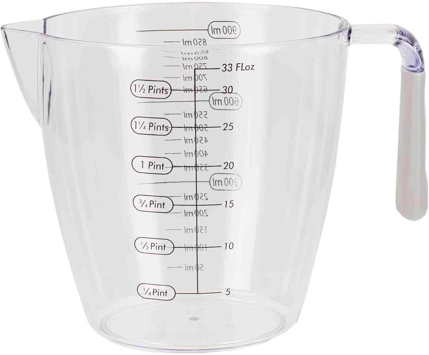 Home Basics 3 Piece Plastic Measuring Cup Set with Rubber Grip Handles, Clear