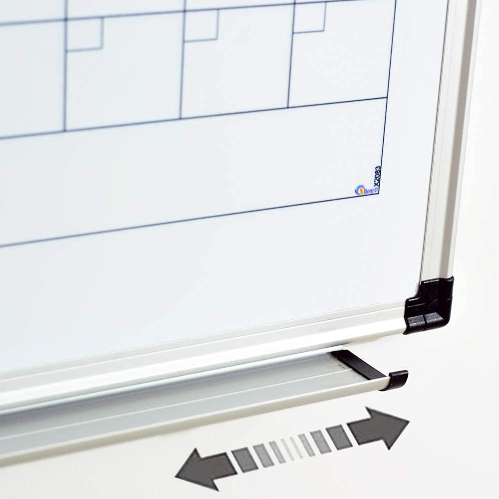 XBoard Magnetic Calendar Whiteboard 36" x 24" - Monthly Calendar Dry Erase Board, Reusable Colorful Calendar Board, Silver Aluminium Framed Monthly Planning Board
