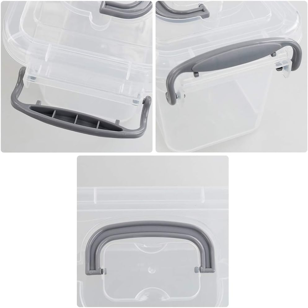 1.5 L Tiny Plastic Bins with Gray Handle, Mini Storage Box Organizer, 6-Pack
