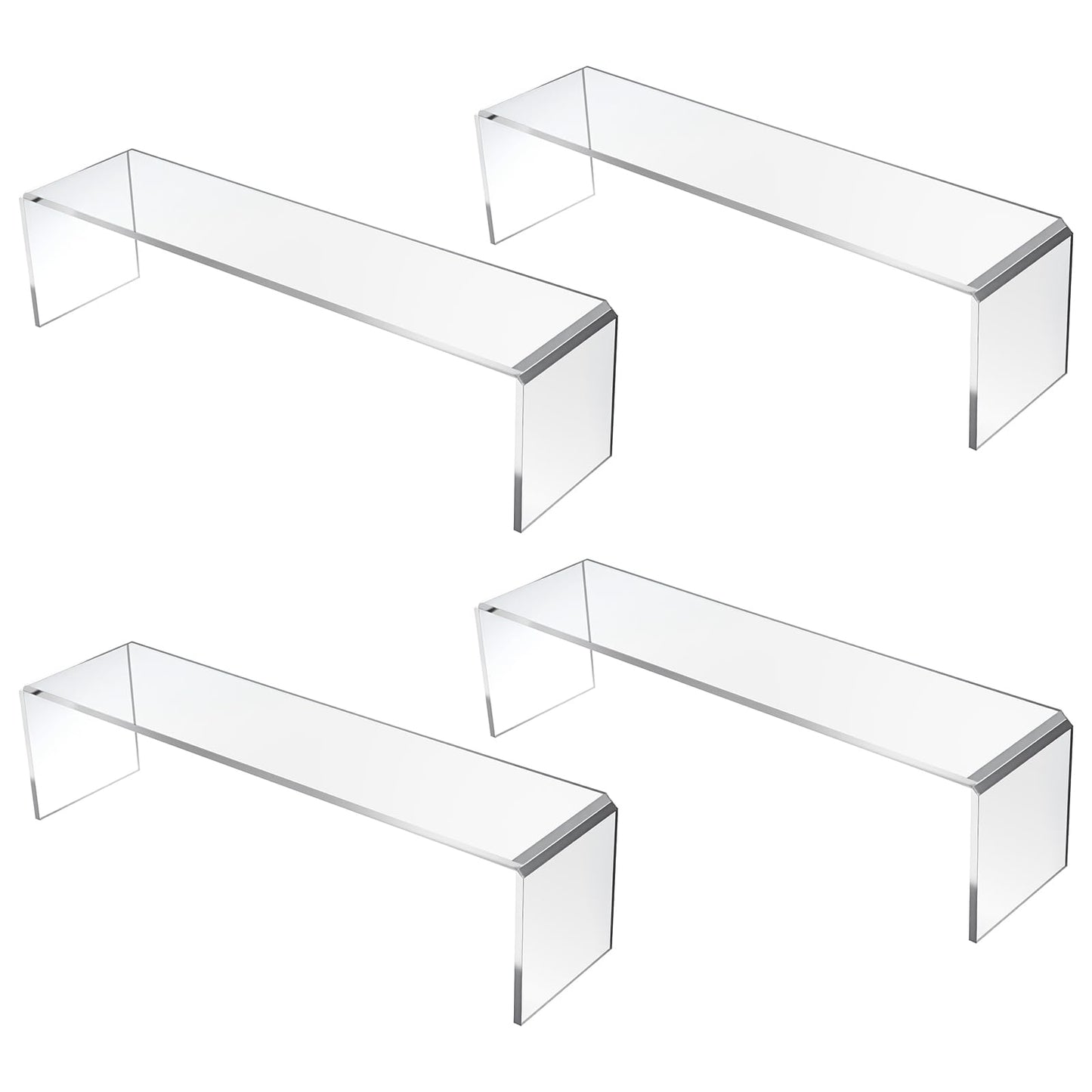 Meyeyaia 4 Pack Acrylic Risers Display Stands, Acrylic Shelf Riser Display Risers, Spice Rack for Dishes, Spices, Soda Cans and Bottles（12.4 x 4 x 4.6 inch）