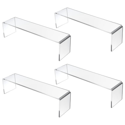 Meyeyaia 4 Pack Acrylic Risers Display Stands, Acrylic Shelf Riser Display Risers, Spice Rack for Dishes, Spices, Soda Cans and Bottles（12.4 x 4 x 4.6 inch）