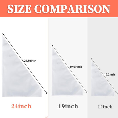 Skiennix 24-Inch Extra Large Disposable Piping Bags - 50 Pack Heavy Duty for Frosting & Cake Decorating