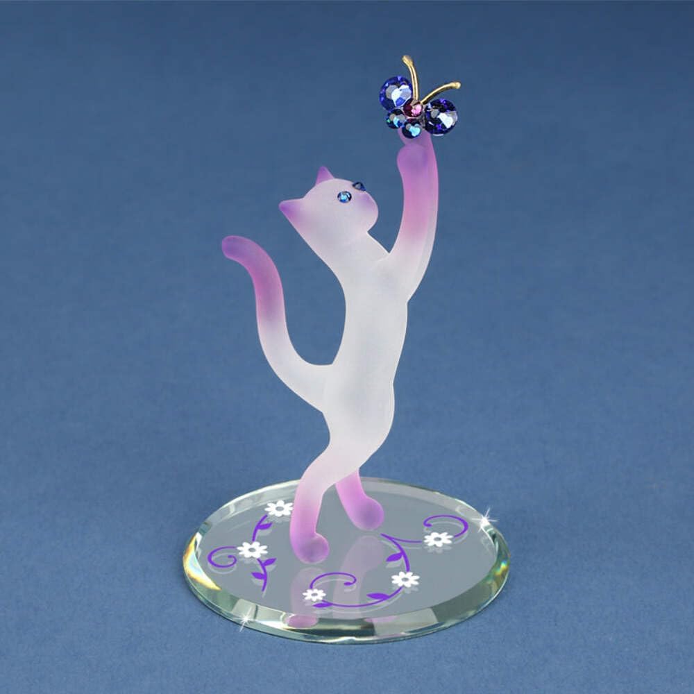 Princess Cat with Butterfly Figurine by Glass Baron