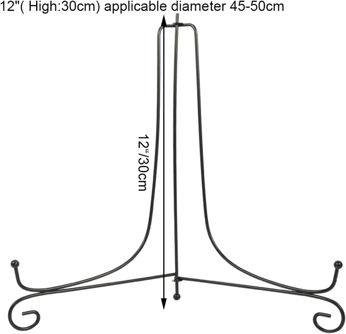 12 Inches Black Iron Plate Stand, Foldable Picture Stand for Display, Photo Stand for Decorative Plates, Frames, Books
