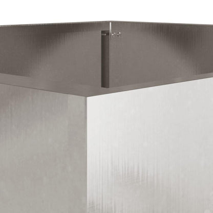 hliofuir Rectangular Stainless Steel Planter Set of 2 Silver Large 19.3x18.5x18.1 in Polished Indoor Outdoor Raised Garden Bed Box for Balcony Patio Living Room