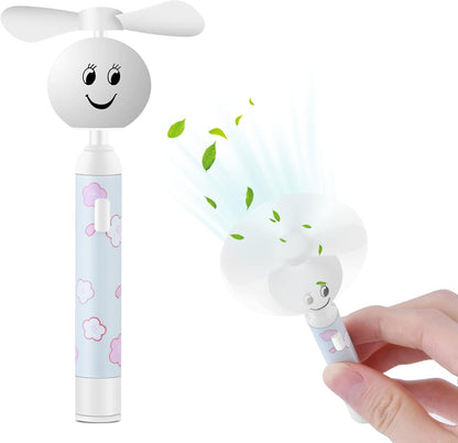 Handheld Mini Fan, Small Portable Pocket Fan, Creative Smiley Face Shaped Fan for Girls, Women, Kids (Blue)