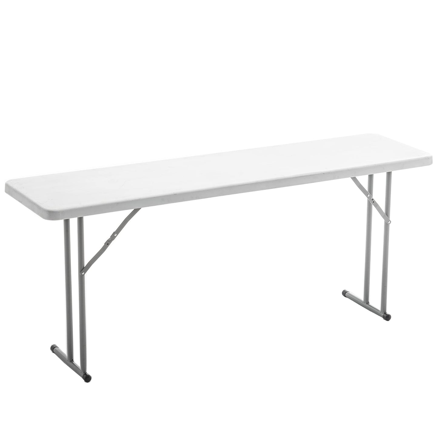 BTEXPERT Set of 5, 5-Foot - 60" Long White Plastic Folding Seminar Training Table Portable 18" Wide Narrow, 29" High, Events Indoor Outdoor Lightweight