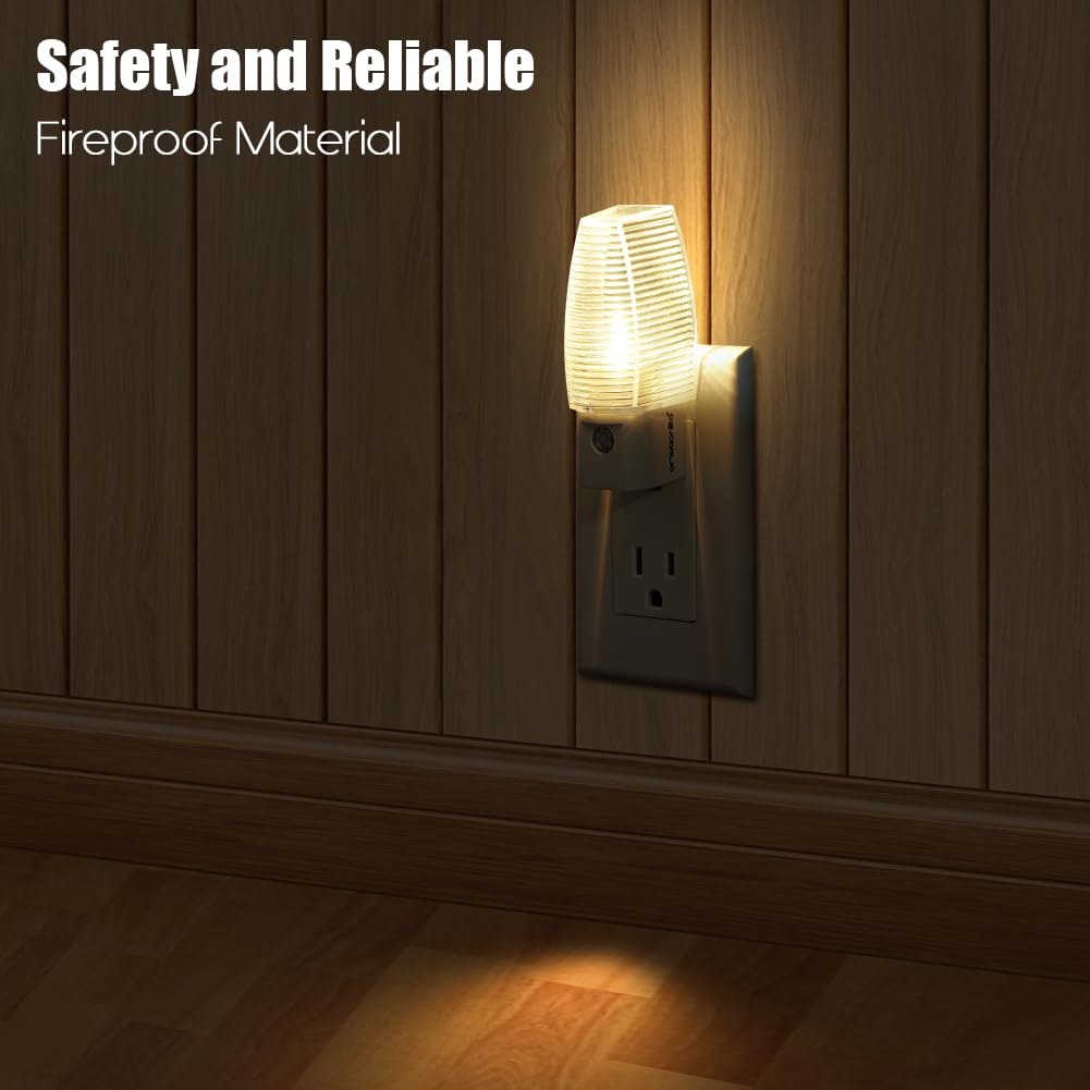 Emotionlite Plug in Night Light, Warm White LED Nightlight, Dusk to Dawn Sensor, Kids, Nursery, Bedroom, Bathroom,Hallway, Stairs, Kitchen, 4 Pack