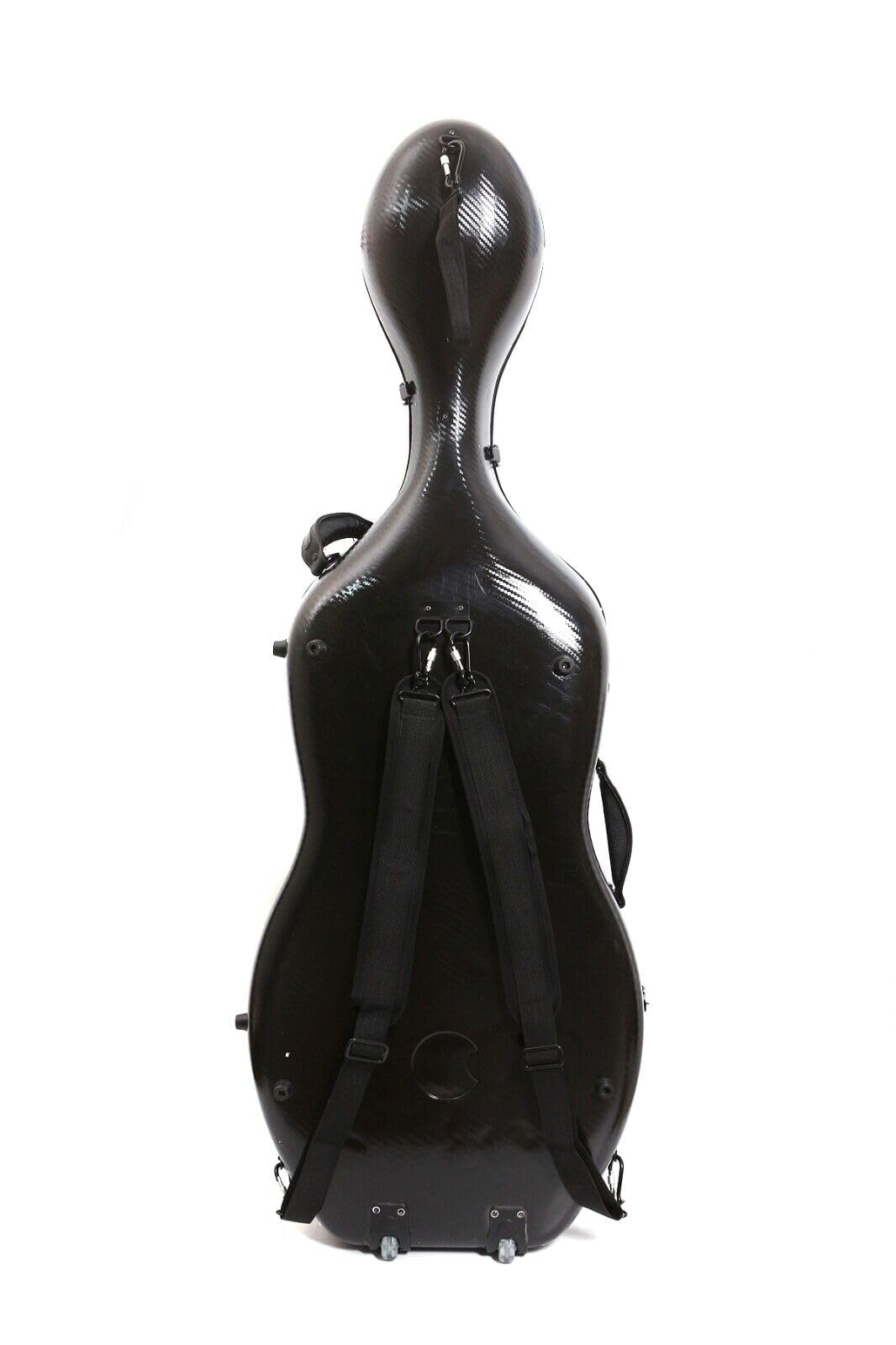 Hard Cello Case 4/4 Full Size Mixed Carbon Fiber Strong & Ultralight Cello Box with 2 Bow Holders & 2 Strong Handle & 2 Back Straps & Wheels Cello Bag (Black Braided Carbon Fiber)