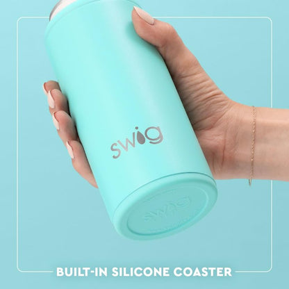 Swig Life Skinny Can Cooler, 12oz Insulated Slim Can Holder, Stainless Steel Cooler, Covers for Tall Beer Bottles, Beach Accessories for Women (Orange)
