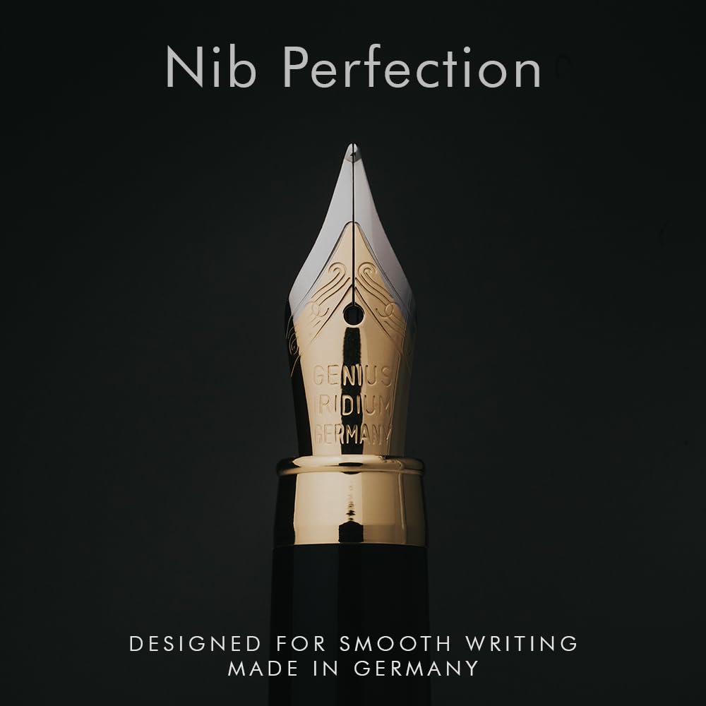 Wordsworth & Black Fountain Pen Set, Luxury Bamboo Wood - Medium Nib, Gift Case; Includes 6 Ink Cartridges, Ink Refill Converter -Journaling, Calligraphy; Drawing, Smooth Writing [Rosewood]