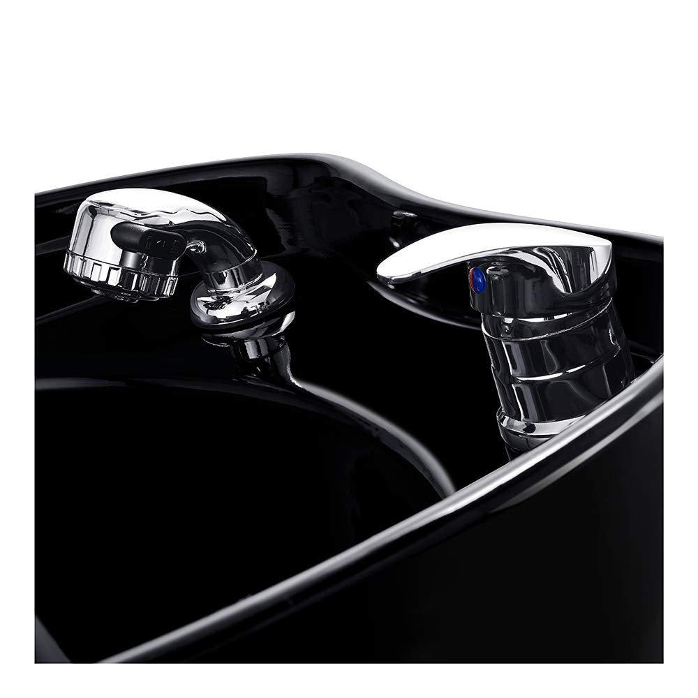 Dir Salon Shampoo Backwash Unit, Hair Salon Shampoo Station with Tilting Sink Victoria, Black