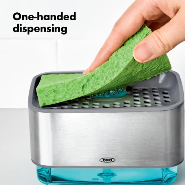 OXO Good Grips Clear Stainless Steel Soap Dispensing Sponge Holder