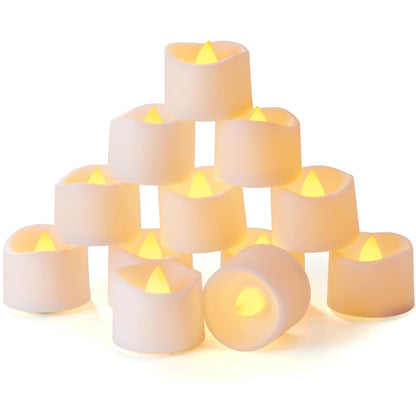 Homemory Timer Tea Lights Candles Battery Operated, 6H Timer Built-in, Auto On Daily, Flameless LED Tealight Votives for Table Centerpieces, Lantern, Holiday Decor, Warm Lamp, No Remote, 12-Pack