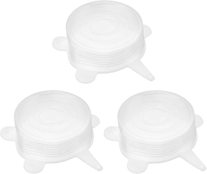 uxcell Silicone Stretch Lids, 3Pack 2.56" Round Container Lid, Reusable Silicone Covers for Cups, Bowls, Food, White