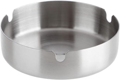 Juvale 5 Pack Stainless Steel Ashtrays - Round Patio Ashtray for Cigarettes, Indoor & Outdoor Use