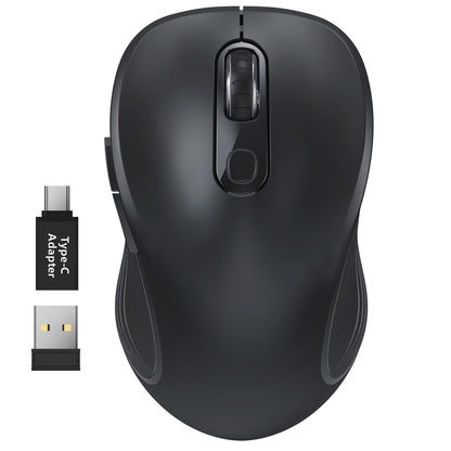 WisFox 2.4G Wireless Mouse for Laptop, Ergonomic Computer Mouse with USB Receiver and 3 Adjustable Levels, 6 Button Wireless Mice for Windows Mac PC Notebook (Grey)