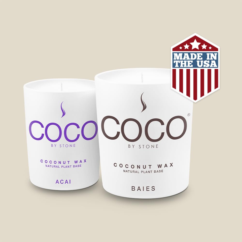 COCO by Stone 11oz Candle, Coconut Apricot Wax Candle for Home (Honeysuckle) Home Fragrance Products, 1 Wick Candle, Enhance Indoor Aroma, Vegan & Cruelty-Free, Clean Burning and Hand Poured Candle