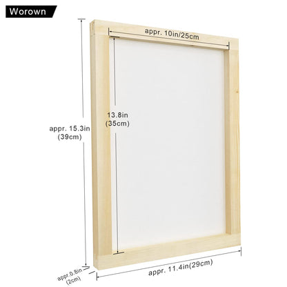 Worown 10 X 14 Inch Wood Silk Screen Printing Frame with 110 White Mesh and 1 Piece 4 x 10 Inches Screen Printing Squeegee for Screen Printing