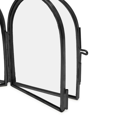 Isaac Jacobs 2x3 Vintage Style, Double-Sided Arched Brass & Glass Metal Floating Picture Frame with Locket Closure (Vertical), Made for Tabletop Display (2x3 Vertical, Black)