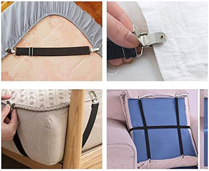 Adjustable Bed Sheet Clips, Heavy Duty Sheet Fasteners Holder Straps for Mattress, Sofa, Couch, Recliner