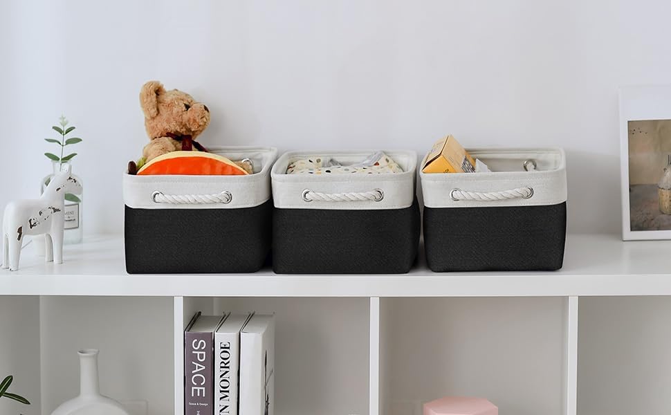 TheWarmHome 1 Pack Storage Bins for Shelves - 13.8x9.7x6.7 inch Organizer Basket for Closet, Laundry, Nursery (White &
