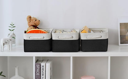 TheWarmHome 1 Pack Storage Bins for Shelves - 13.8x9.7x6.7 inch Organizer Basket for Closet, Laundry, Nursery (White &