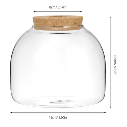 Glass Terrarium Jar with Cork Lid, Clear Container for Micro Landscape Hydroponic Plants Succulents, Self Sustaining Ecosystem DIY Decor, 5.9x5.3 Inches (Empty Jar)