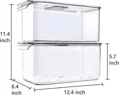 Large Crisper Lettuce Keeper, Vegetable Salad Storage Containers for Fridge - Pack of 2, 5700 ml Berry Bins